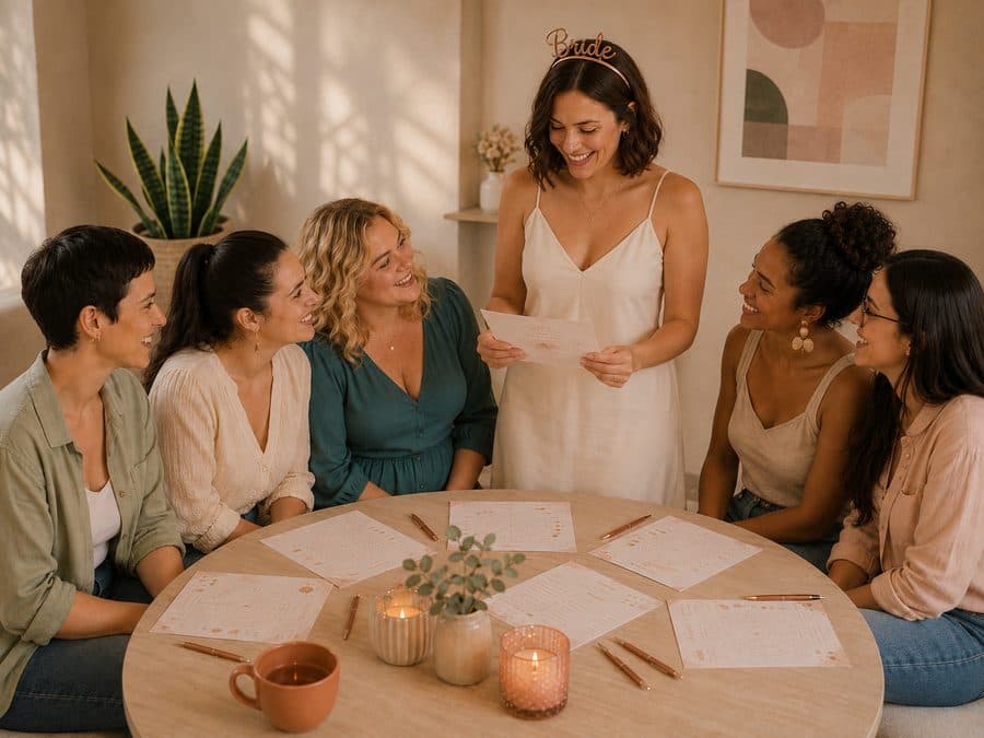 Group celebrating an AstroBride experience at a hen party